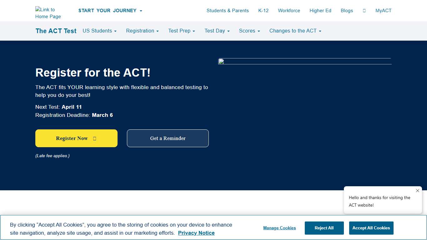 ACT Registration & ACT Testing Dates The ACT Test